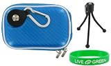 Pocket Video Camera Hard Carrying Case  and Tripod for Kodak Zx1 HD Pocket Video Camera Blue