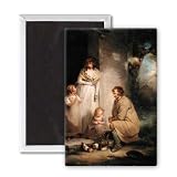 Guinea Pigs, c.1789 (oil on canvas) by.. - 3x2 inch Fridge Magnet - large magnetic button - Magnet