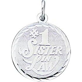 Sterling Silver Diamond Cut #1 Sister In Law Disc Charm