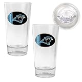 Carolina Panthers NFL 2pc Pint Ale Glass Set with Football Bottom - Oval Logo