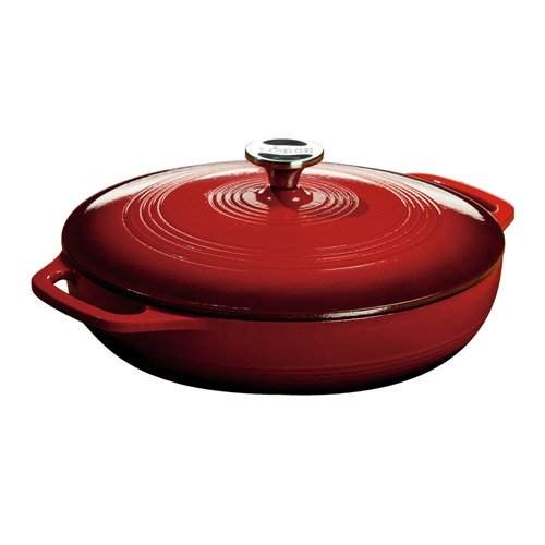 Lodge Color EC3CC43 Enameled Cast Iron Covered Casserole, Island Spice Red, 3-Quart