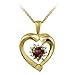 18k Gold Plated Sterling Silver Diamond Accent and Garnet Heart Pendant Necklace, 18