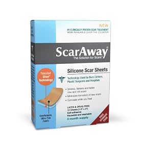 ScarAway Professional Grade Silicone Scar Treatment Sheets - Full Dr. Recommended 12 Week Supply 12 Multi-Use Patches with Free Storage Case Included