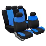 FH-FB050115 Flat Cloth Car Seat Covers Blue / Black Color