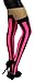 ToBeInStyle Women's Wide Vertical Striped Thigh Hi Stockings - One Size - Black W/Hot Pink Wide Stripes