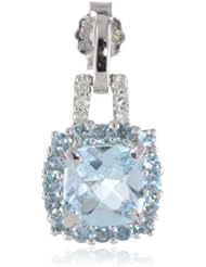 Sterling Silver, Diamond, Sky Blue Topaz and London Blue Topaz Earrings, (.06 cttw, GH Color, I2-I3 Clarity),