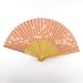 Japanese Silk Handheld Fan, Pink with White Flowers HF182