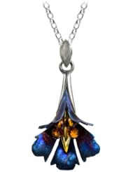Sterling Silver Honey Amber Titanium Collection Flower Pendant Necklace , 18"