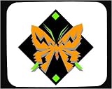 Decorated Mouse Pad with butterfly, green, insect, orange, antennae