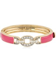 Juicy Couture Cashmere Rose Enamel Pave Link Hinged Bangle Bracelet, 2.37"