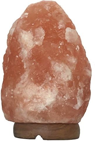 KHEWRA Himalayan Glow Hand Carved Natural Crystal Air Purifying Himalayan Salt Lamp on Wood Base with UL-approved Cord and 15-Watt Light Bulb (7 to 8 inch)