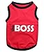 Parisian Pet Dog T-Shirt with Embroidered 'The Boss' Word - Lightweight Dog Clothes - Sleeveless Dog Outfit Boss - Dog Shirt for Large Dogs, L