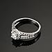 Zealmer Rhodium plated Round Cut Diamond Accent Cubic Zirconia CZ Split Shank Wedding Bridal Ring