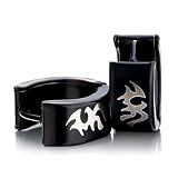 Pugster Trendy Mens Stainless Steel Tribal Black Stainless Steel Mens Ladies Unisex Hinged Snap Huggie Hoop Earrings