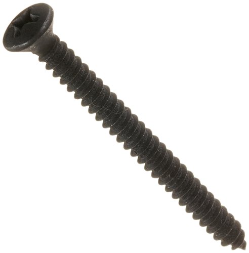 Steel Sheet Metal Screw, Black Oxide Finish,  82 degrees Oval Head, Phillips Drive, Type AB, #8-18 Thread Size, 1-3/4