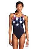 Speedo Women's Team Collection Recordbreaker Swimsuit, Navy/Red/White, 28