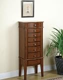 Powell Warm Cherry Jewelry Armoire with Lift-Off Jewelry Box