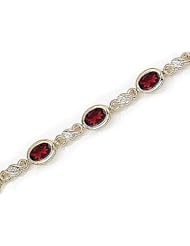 14kt Yellow Gold Oval Garnet and Diamond Bracelet