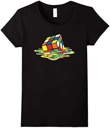 Women's Melting Rubix Cube Game T-Shirt Small Black