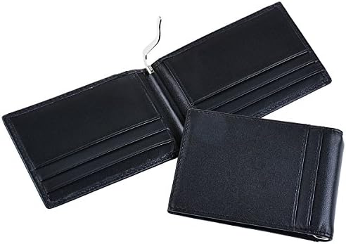 Money Clip Wallets, Tmity RFID Blocking Leather Wallet Tnterior Spring Money Clip for Men Front Pocket Bifold Wallet Credit Card Protector Suitable for Casual and Business Occasion (S)