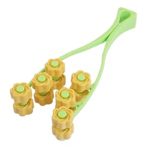Rosallini Green Handle Orange Wheels Face Neck Slimming Massage Massager Roller