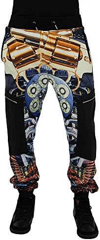 Double Needle Sublimated Men's Jogger Pants Sweatpants Black Sz 3XL