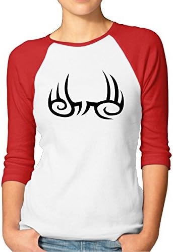 JUN Women's 3/4 Sleeve Baseball Tyson Tattoo Short Tee Red L