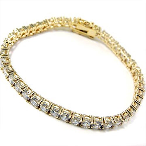  Elegant Gold Plated Round CZ Crystal Tennis Bracelet Fashion Jewelry