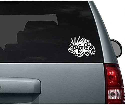Lionfish Sticker DXDiver Scuba Diving size 5.1/2"x4" inches Dixie Divers White
