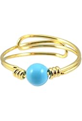 AppleLatte Teal Ball Ring, Gold Plated Adjustable