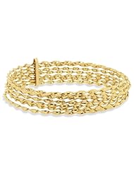 14K Yellow Gold Ladies "Seven Day" Twisted Solid 17.6mm Wide Bangle Bracelet