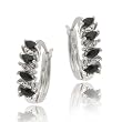 Sterling Silver Genuine Sapphire and Diamond Accent Marquise Cut Hoop Earrings