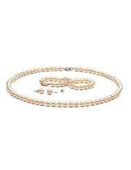 Peach/Pink Freshwater Pearl Jewelry Set: 6-7mm AA+