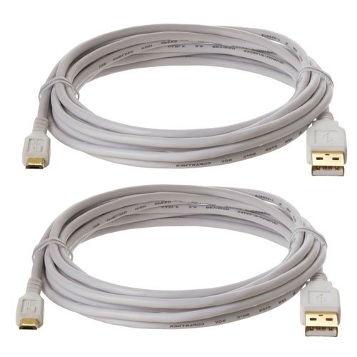 Cmple - USB 2 0 A Male  Micro B 5 PIN 10 Feet White Gold Plated Pack of 2B0073WYH2A