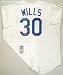 Maury Wills Signed Dodgers White Majestic Replica Jersey w/MVP NL 62 & 586 Steals
