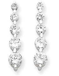 925 Sterling Silver Round White CZ Journey Earrings