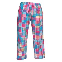 Hand Sewn Madras Spring Bright Colors Patchwork plaid check Fun Print Novelty tie cord cotton pants for lounging, sleep, sports. Unisex relaxed fit,