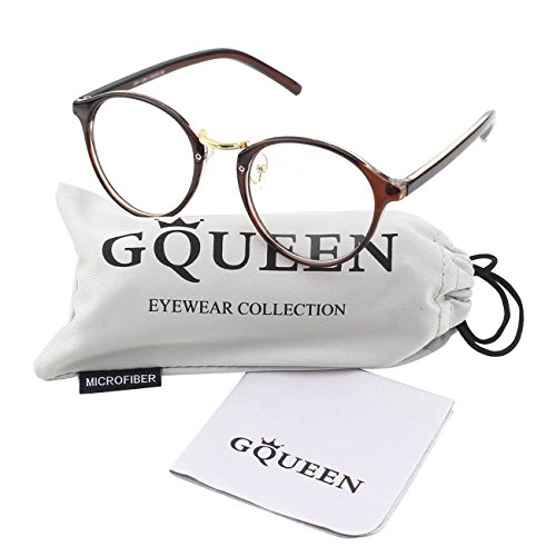 Glasses Queen 201565 Vintage Inspired Horned Rim Metal Bridge Clear Len Glasses