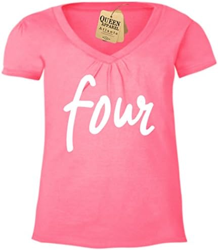 fourth birthday shirt girls 4th birthday gift four years old V-NECK (x-small)