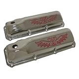 1969-82 Ford Small Block 351C-351M-400M-BOSS 302 Steel Valve Covers - Red V8 Logo by CFR Performance