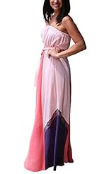 Sexy Strapless Illusion Off the Shoulder Sleeveless Chiffon Summer Maxi Dress 