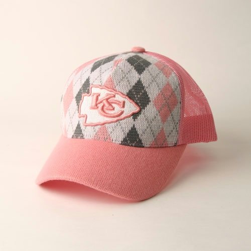 Kansas City Chiefs NFL Reebok Ladies Pink Argyle Trucker Hat