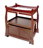 Cherry Sleigh Style Changing Table with Lower Storage Bin