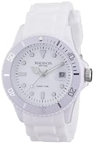 Madison New York Unisex-Armbanduhr Candy Time Silicon Analog Silikon wei&szlig; U4167