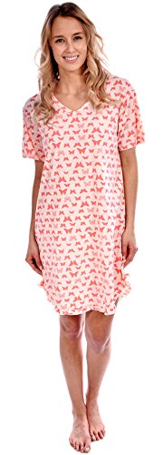 Pink Lady Women's Cotton Knit Short Sleeve Butterfly Nightgown