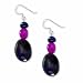 Sterling Silver Amethyst, Fuchsia Jade and Sodalite Earrings