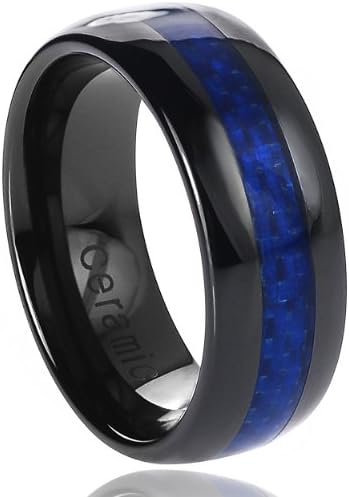 Ceramic Blue Carbon Fiber Inlay Band (8 mm)