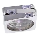 SAVE 75% Stainless Steel Ring with Baguette Cut Signity Stone Cubic Zirconia in a Stacking Ring Set - OVERSTOCK Clearance Sale!