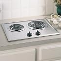 GE : JP201CBSS 21in Electric Cooktop, 2 Coil Elements, Removable Drip Bowls - Stainless Steel
