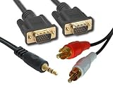 2m Gold SVGA and stereo audio jack to phono cable kit for PC / Laptop to TV Projector, LCD, Plasma and Amp Home cinema, surround HiFi